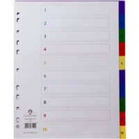 Concord Numerical Index 1-10 Extra Wide Polypropylene Assorted Colours