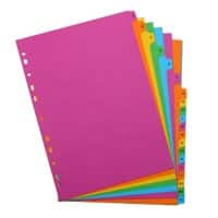Concord A - Z Dividers A4 Assorted Multicolour 20 Part Cardboard 11 Holes 26 Dividers