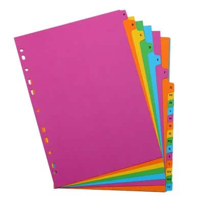 Concord A - Z Dividers A4 Assorted Multicolour 20 Part Cardboard 11 Holes 26 Dividers