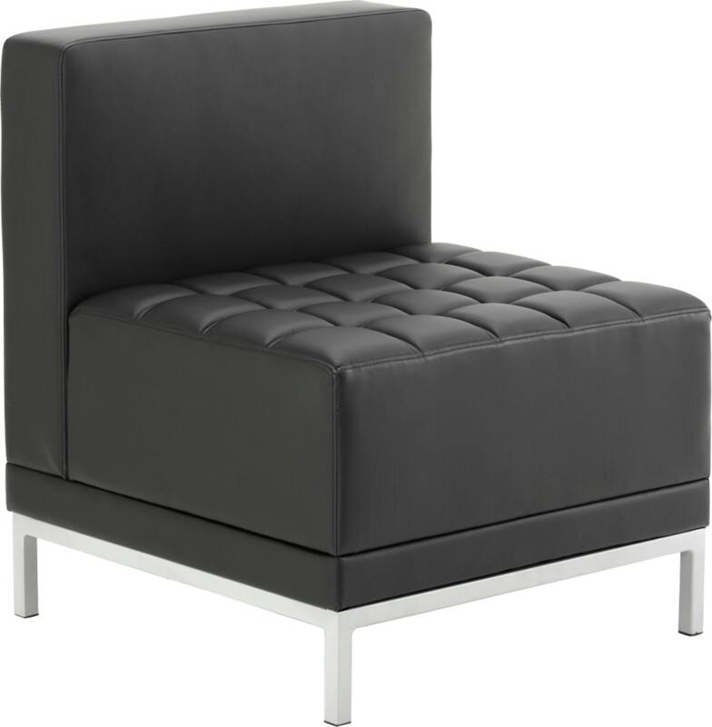 Dynamic Straight Back Sofa Infinity Modular Seat Black Without Arms Bonded Leather