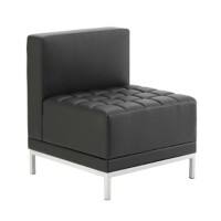 Dynamic Straight Back Sofa Infinity Modular Seat Black Without Arms Bonded Leather