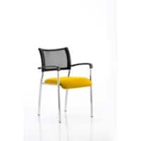 Dynamic Visitor Chair Fixed Armrest Brunswick Chrome Frame Mesh Back Senna Yellow Fabric Seat