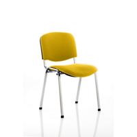 Dynamic Stacking Chair ISO Chrome Frame Senna Yellow Fabric Seat Pack of 4 Without Arms