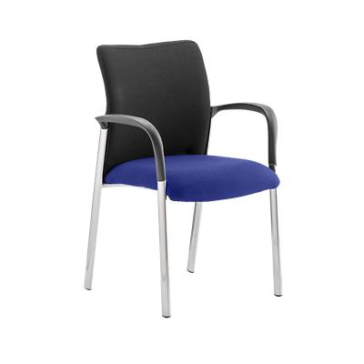 Dynamic Visitor Chair Fixed Armrest Academy Seat Stevia Blue Seat Black Back Fabric