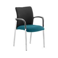 Dynamic Visitor Chair Fixed Armrest Academy Seat Maringa Teal Seat Black Back Fabric
