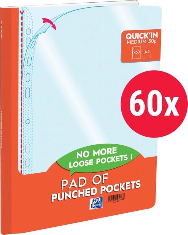 OXFORD Punched Pocket Pad A4 Clear 50 Micron Pack of 60