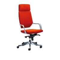 Dynamic Knee Tilt Executive Chair Fixed Arms Xenon Tabasco Red, White Shell With Headrest High Back