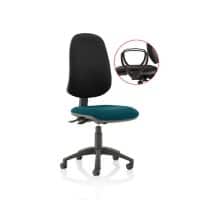 Dynamic Independent Seat & Back Task Operator Chair Loop Arms Eclipse Plus XL Black Back, Maringa Teal Seat Without Headrest High Back