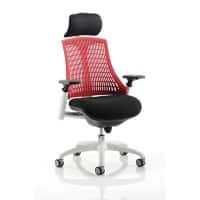 Dynamic Synchro Tilt Task Operator Chair Height Adjustable Arms Flex Red Back, Black Seat, White Frame Optional Headrest Medium Back