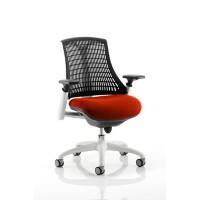 Dynamic Synchro Tilt Task Operator Chair Height Adjustable Arms Flex Black Back, Tabasco Red Seat, White Frame High Back