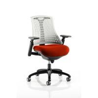 Dynamic Synchro Tilt Task Operator Chair Height Adjustable Arms Flex White Back, Tabasco Red Seat, Black Frame Optional Headrest Medium Back