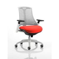 Dynamic Synchro Tilt Task Operator Chair Height Adjustable Arms Flex Moonstone White Back, Tabasco Red Seat, White Frame Optional Headrest Medium Back