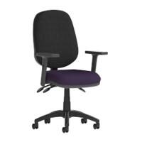 Dynamic Permanent Contact Backrest Task Operator Chair Height Adjustable Arms Eclipse Plus III Black Back, Tansy purple Seat Without Headrest High Back