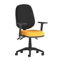 Dynamic Permanent Contact Backrest Task Operator Chair Height Adjustable Arms Eclipse Plus III Black Back, Senna Yellow Seat Without Headrest High Back