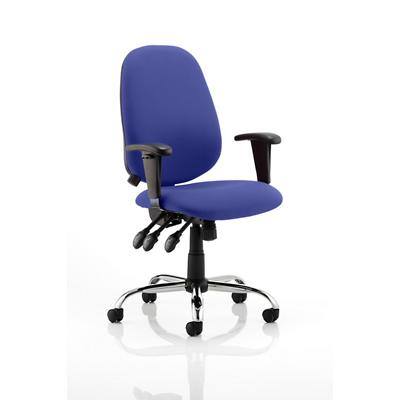 Dynamic Independent Seat & Back Task Operator Chair Height Adjustable Arms Lisbon Stevia Blue Seat Without Headrest High Back
