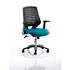 Dynamic Tilt & Lock Task Operator Chair Folding & Removable Arms Relay Black Back, Maringa Teal Seat Without Headrest Medium Back
