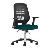 Dynamic Tilt & Lock Task Operator Chair Folding & Removable Arms Relay Black Back, Maringa Teal Seat Without Headrest Medium Back