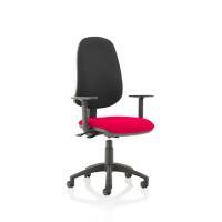 Dynamic Independent Seat & Back Task Operator Chair Height Adjustable Arms Eclipse Plus XL Black Back, Tabasco red Seat Without Headrest High Back