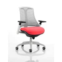 Dynamic Synchro Tilt Task Operator Chair Height Adjustable Arms Flex Moonstone White Back, Bergamot Cherry Seat, White Frame Without Headrest Medium Back