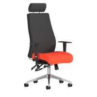 Dynamic Independent Seat & Back Posture Chair Height Adjustable Arms Onyx Black Back, Tabasco Red Seat With Adjustable Headrest High Back