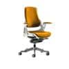 Dynamic Synchro Tilt Executive Chair Height Adjustable Arms Zure Senna Yellow Seat, White Frame Without Headrest High Back