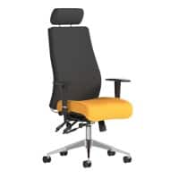 dynamic Onyx Ergo Posture Chair Permanent Contact Fabric Height-Adjustable Armrest Black, Canary Yellow 135 kg Onyx 610 x 670 x 1,400 mm