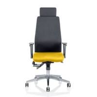 Dynamic Independent Seat & Back Posture Chair Height Adjustable Arms Onyx Black Back, Senna Yellow Seat With Headrest High Back