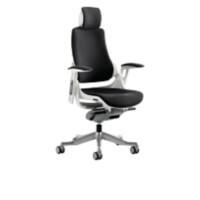 Dynamic Synchro Tilt Executive Chair With Grey Fabric Height Adjustable Arms Zure White Frame With Headrest High Back