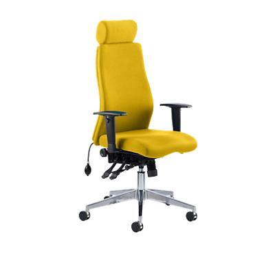 Dynamic Independent Seat & Back Posture Chair Height Adjustable Arms Onyx Senna Yellow Seat With Adjustable Headrest High Back
