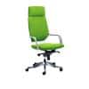 Dynamic Knee Tilt Visitor Chair Fixed Arms Xenon Myrrh Green Seat, White Shell With Headrest High Back
