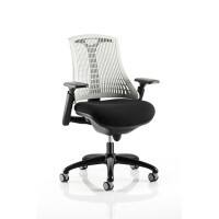 Dynamic Synchro Tilt Task Operator Chair Height Adjustable Arms Flex Moonstone White Back, Black Seat, Black Frame Without Headrest Medium Back