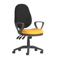 Dynamic Permanent Contact Backrest Task Operator Chair Loop Arms Eclipse Plus XL Black Back, Senna Yellow Seat Without Headrest High Back