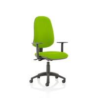Dynamic Permanent Contact Backrest Task Operator Chair Height Adjustable Arms Eclipse Plus XL Myrrh Green Seat Without Headrest High Back
