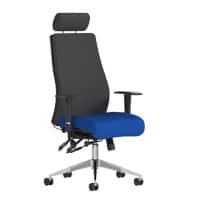 Dynamic Independent Seat & Back Posture Chair Height Adjustable Arms Onyx Black Back, Stevia Blue Seat With Adjustable Headrest High Back