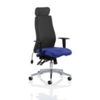 Dynamic Independent Seat & Back Posture Chair Height Adjustable Arms Onyx Black Back, Stevia Blue Seat With Adjustable Headrest High Back