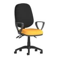 Dynamic Permanent Contact Backrest Task Operator Chair Loop Arms Eclipse Plus Black Back, Senna Yellow Seat Without Headrest High Back