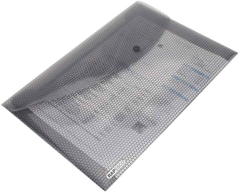 Rapesco Document Wallet A4 Press Stud PP (Polypropylene) 24.1 (W) x 0.2 (D) x 35.4 (H) cm Grey Pack of 5