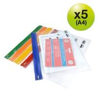 Rapesco Zip Lock Bags 1503 A4+ Zip PP (Polypropylene) 27 (W) x 3 (D) x 38 (H) cm Assorted Pack of 5