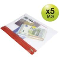 Rapesco Zippi Bags Zip Lock Bags A5 Zip PP (Polypropylene) 25.5 (W) x 1.3 (D) x 19 (H) cm Assorted Pack of 5