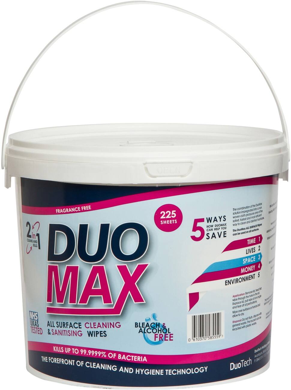 DuoMax Sanitising Wet Cleaning Wipes 2-in-1 Pack of 225