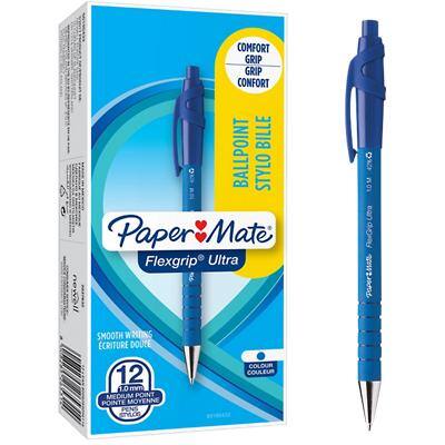 Papermate FlexGrip Ultra Ballpoint Pen Blue Medium 1 mm Pack of 12