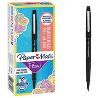 PaperMate Fineliner Pen Flair Black Medium 0.7 mm Pack of 12