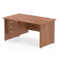 dynamic Impulse Straight Desk Rectangular Walnut Base panel 3 Drawers 1 Pedestal 1,400 (W) x 800 (D) x 730 (H) mm MFC (Melamine Faced Chipboard)