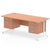 dynamic Impulse Straight Desk Rectangular Beech Cantilever 5 Drawers 2 Pedestals 1,600 (W) x 800 (D) x 730 (H) mm MFC (Melamine Faced Chipboard)