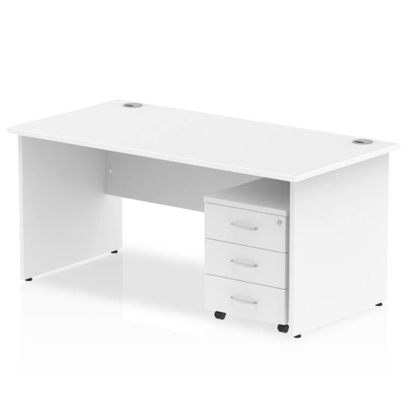 dynamic Impulse Straight Desk Rectangular White Base panel 3 Drawers 1 Pedestal 1,400 (W) x 800 (D) x 730 (H) mm MFC (Melamine Faced Chipboard)