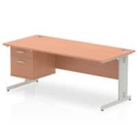 dynamic Impulse Straight Desk Rectangular Beech Cantilever 2 Drawers 1 Pedestal 1,800 (W) x 800 (D) x 730 (H) mm MFC (Melamine Faced Chipboard)