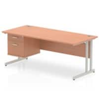 dynamic Impulse Straight Desk Rectangular Beech Cantilever 2 Drawers 1 Pedestal 1,800 (W) x 800 (D) x 730 (H) mm MFC (Melamine Faced Chipboard)