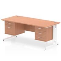 dynamic Impulse Straight Desk Rectangular Beech Cantilever 5 Drawers 2 Pedestals 1,600 (W) x 800 (D) x 730 (H) mm MFC (Melamine Faced Chipboard)