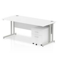 dynamic Impulse Straight Desk Rectangular White Cantilever 2 Drawers 1 Pedestal 1,800 (W) x 800 (D) x 730 (H) mm MFC (Melamine Faced Chipboard)
