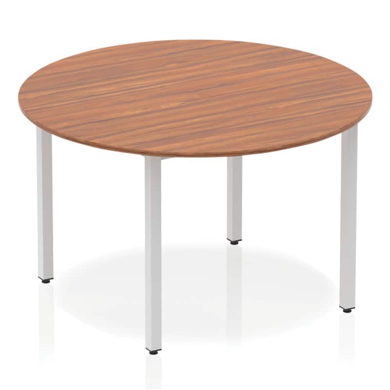 dynamic Impulse Conference Table Circular Walnut 4 Metal legs 1,200 (W) x 1,200 (D) x 740 (H) mm MFC (Melamine Faced Chipboard)